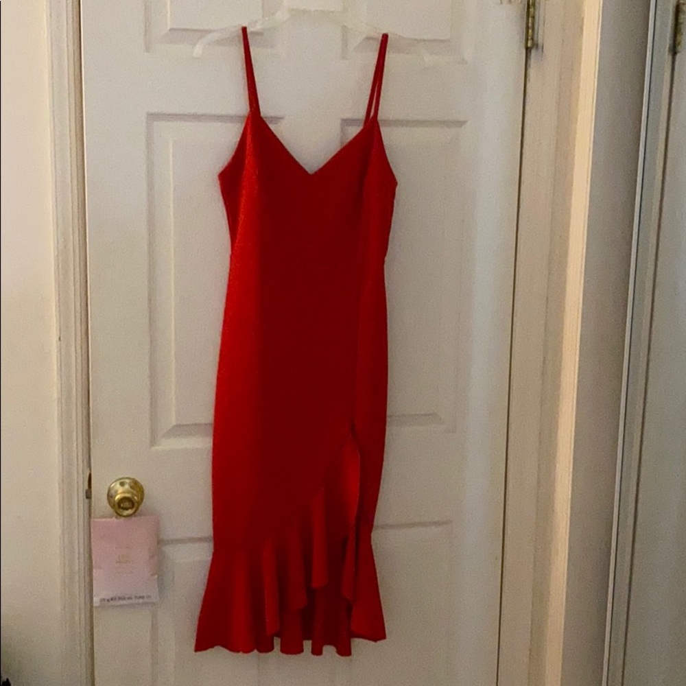 BOOHOO Red Frill mini dress